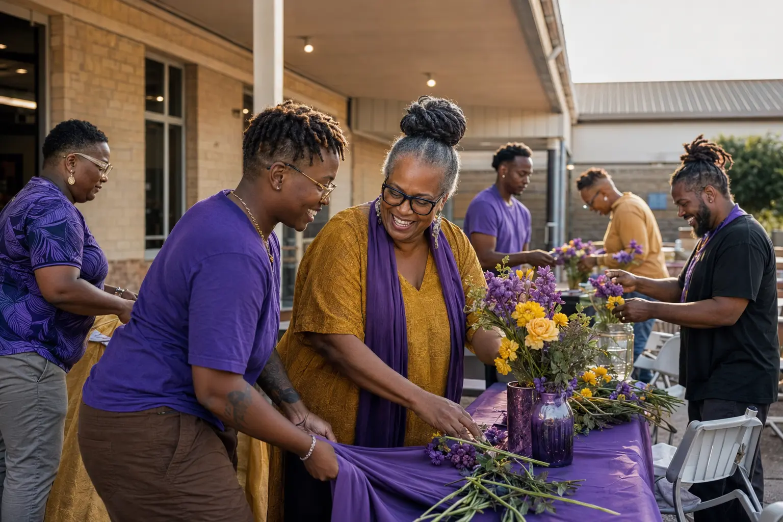 Representative scene of Black community members preparing a gathering