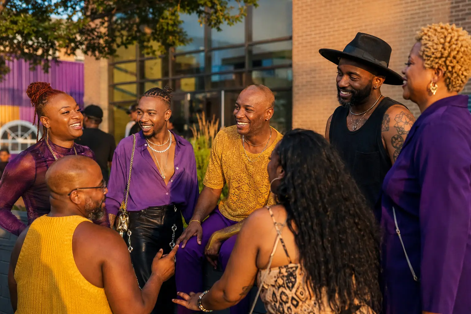 Black LGBTQ+ adults and allies sharing a joyful moment in Dallas